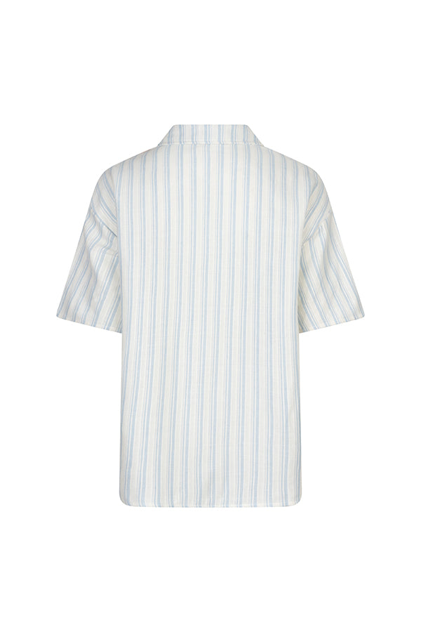 Fia blouse streep - lichtblauw/ecru