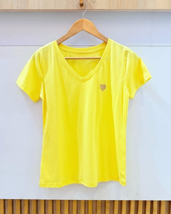 Heart Vibes T-shirt - Geel