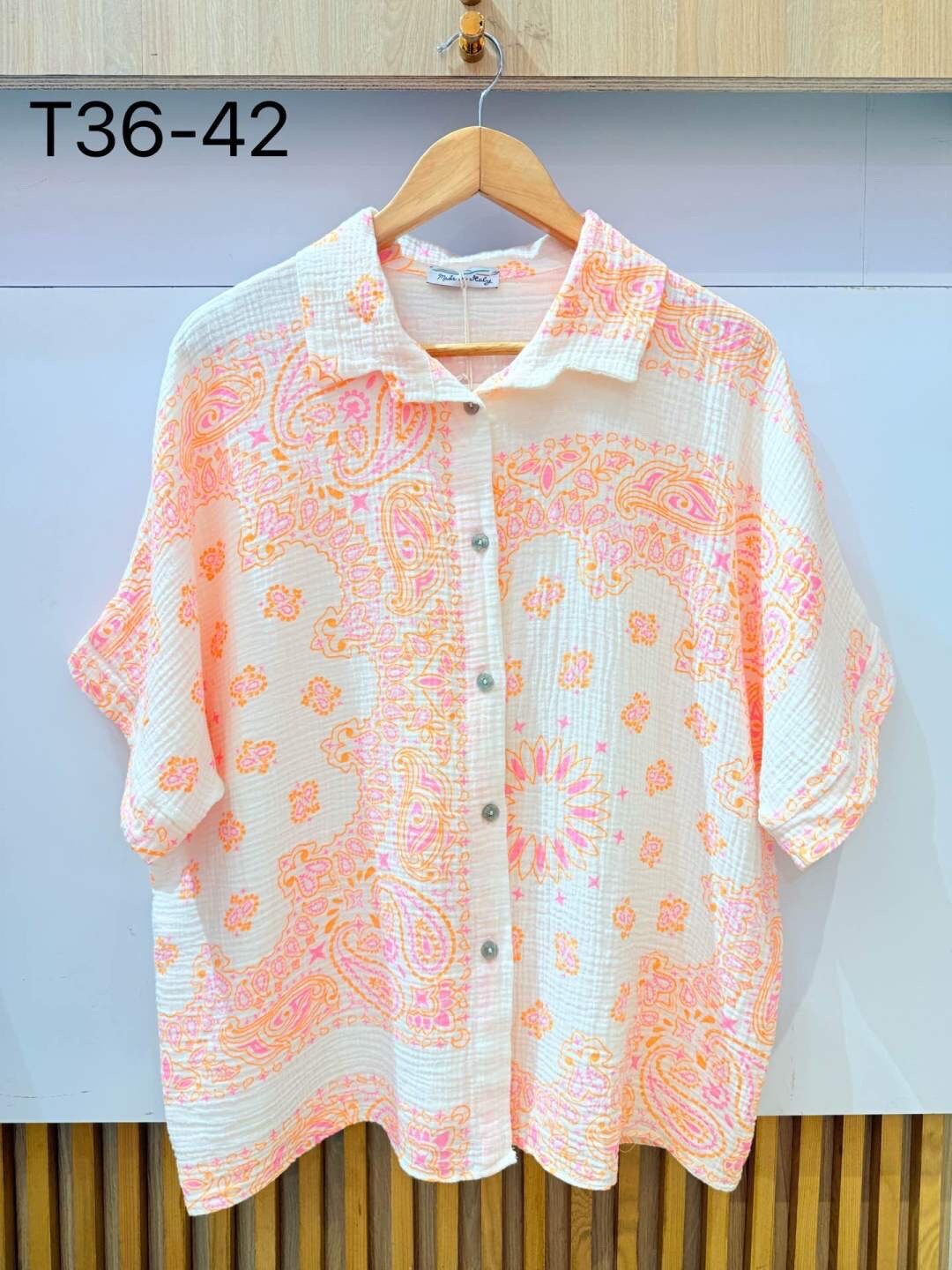 Sunset Bandana Tetra Blouse - Wit/oranje