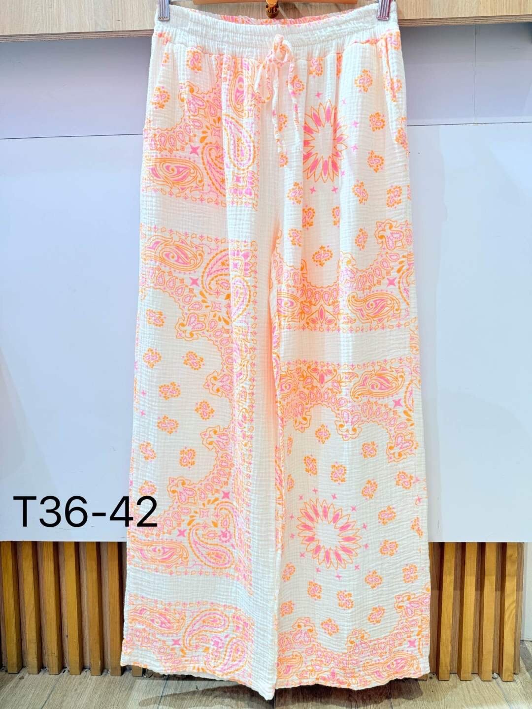 Sunset Bandana Broek - wit/oranje