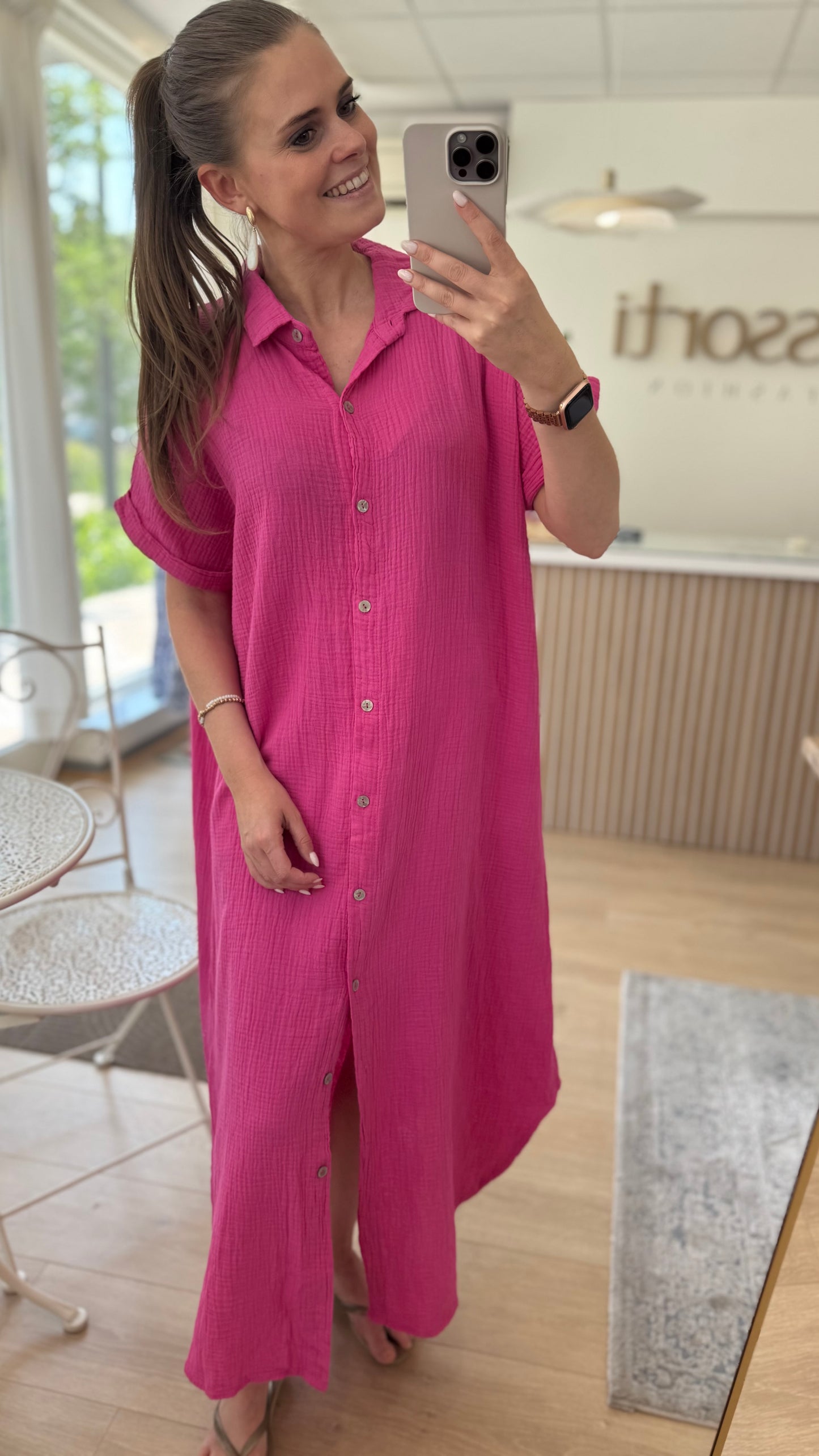 Tetra maxi jurk - fuschia