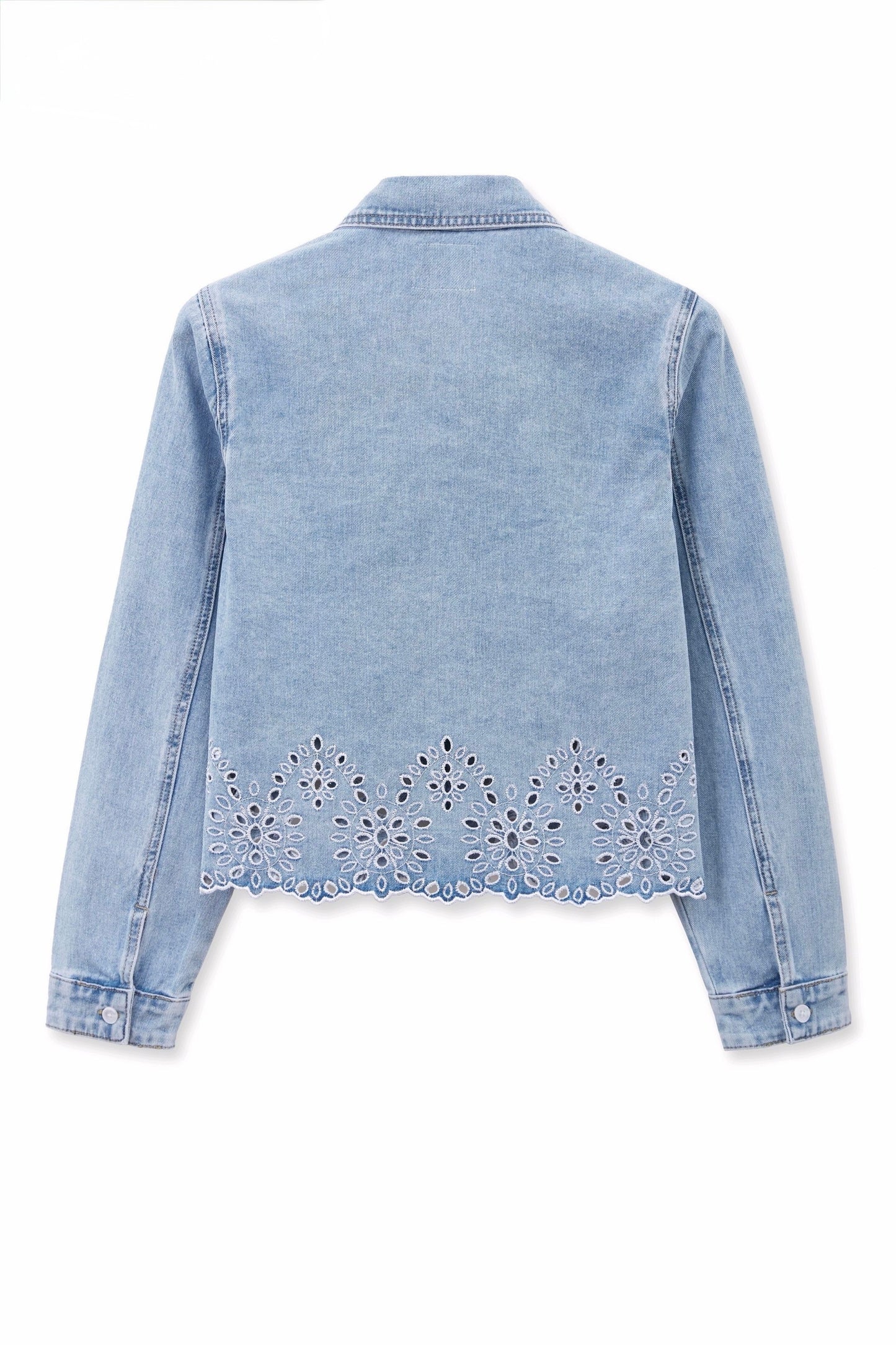 Jeansjasje broderie boord - lichtblauw