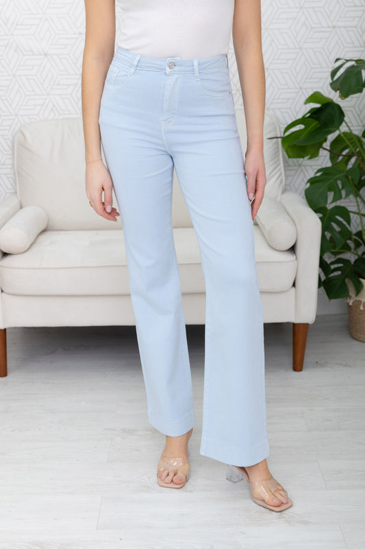 jeans wide leg - ijsblauw
