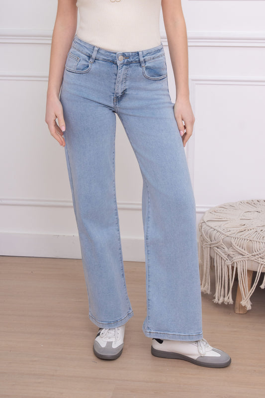 Basic jeans wijde pijp - lichtblauw