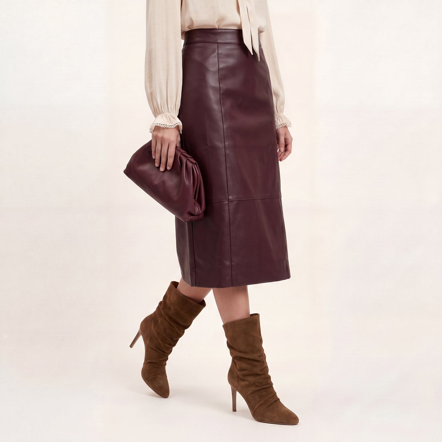 Leatherlook skirt - bordeaux