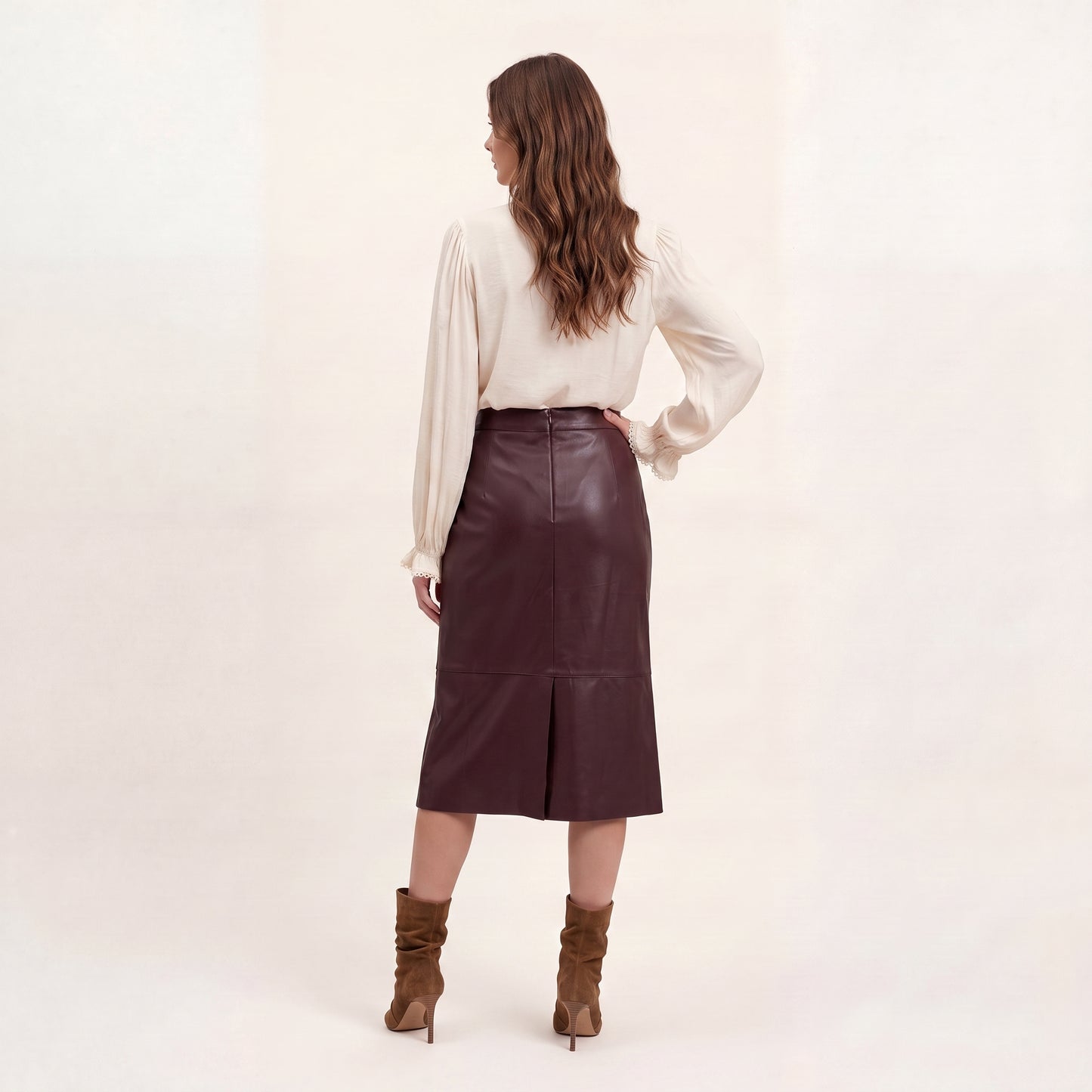 Leatherlook skirt - bordeaux