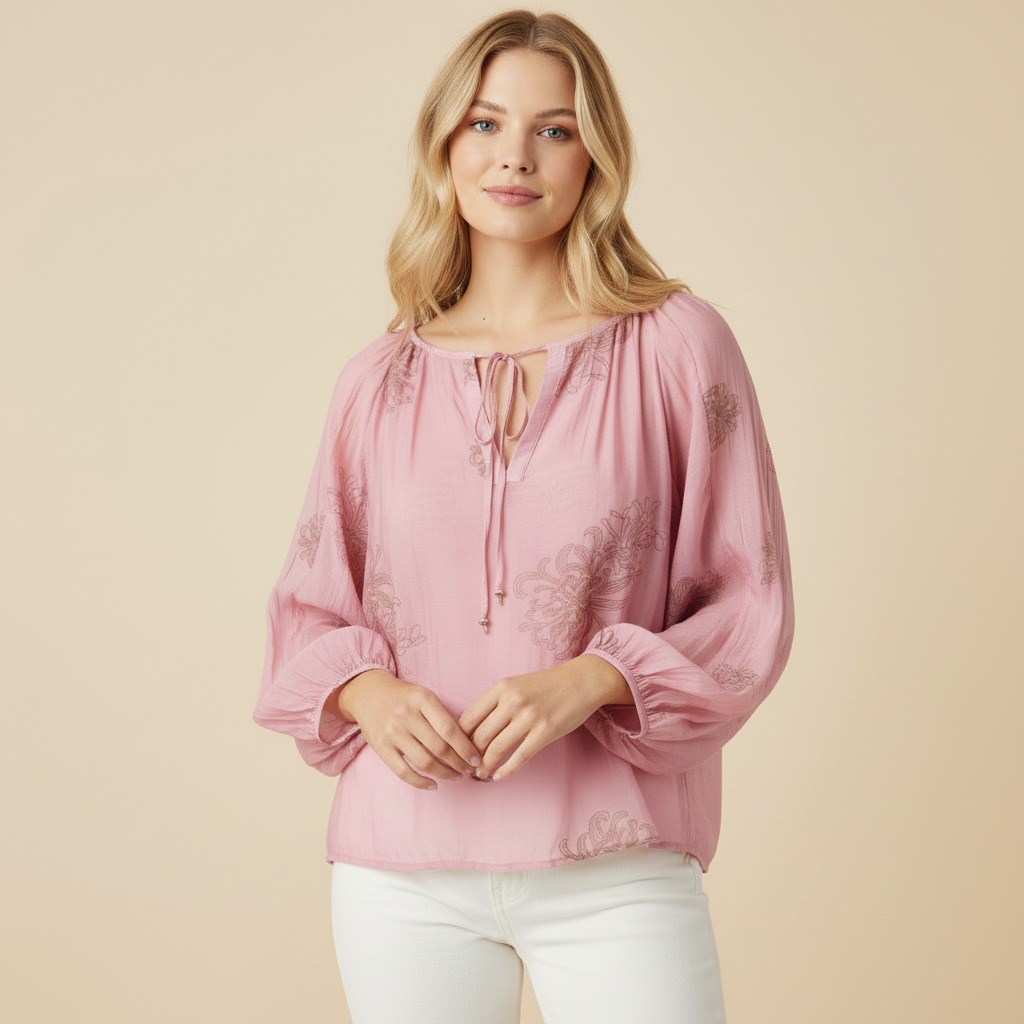 Los bloesje - roze/camel