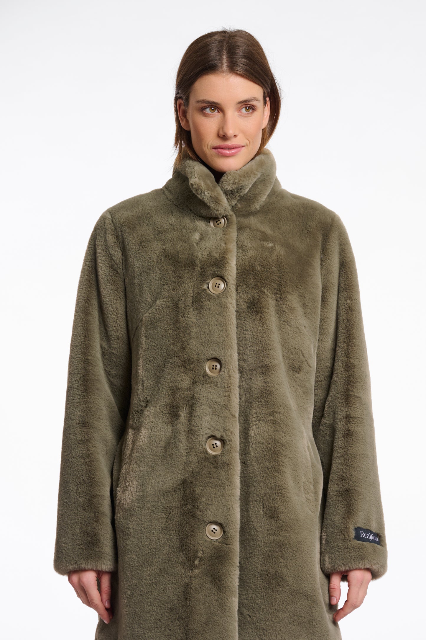 Nonna fake fur coat - green ash
