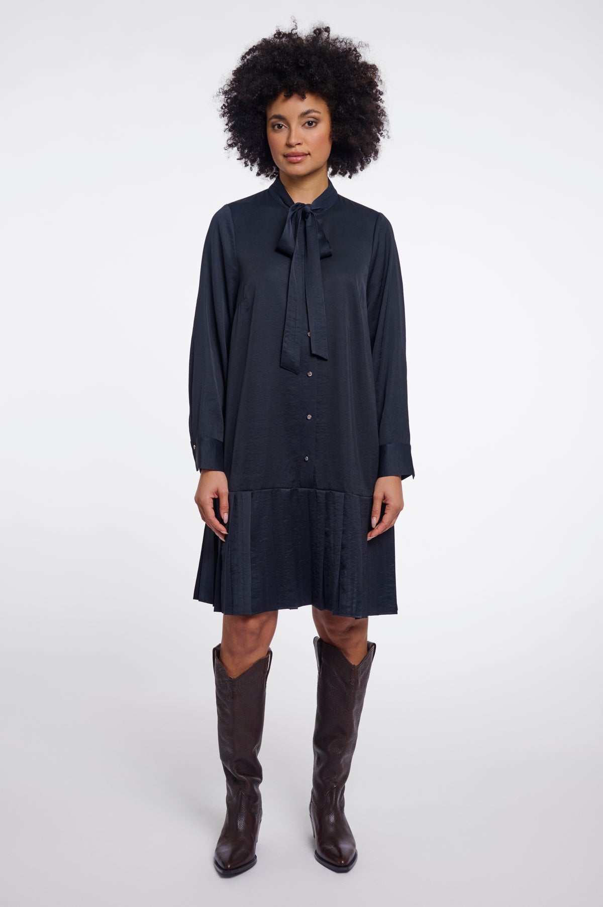 Roelien plisé dress - donkerblauw