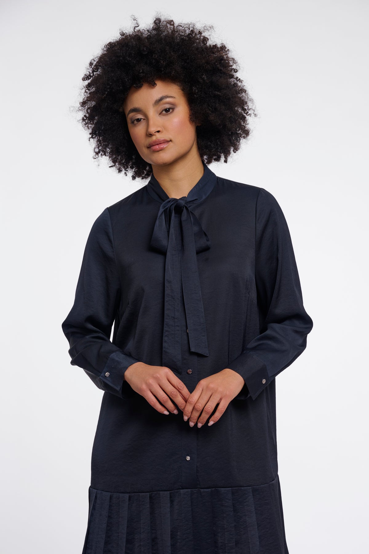 Roelien plisé dress - donkerblauw