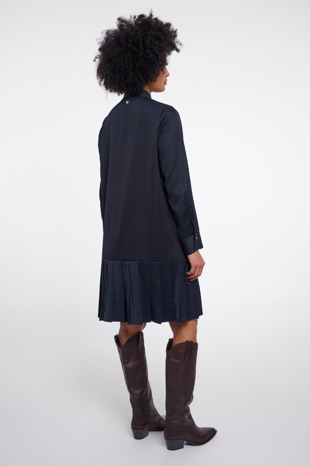 Roelien plisé dress - donkerblauw