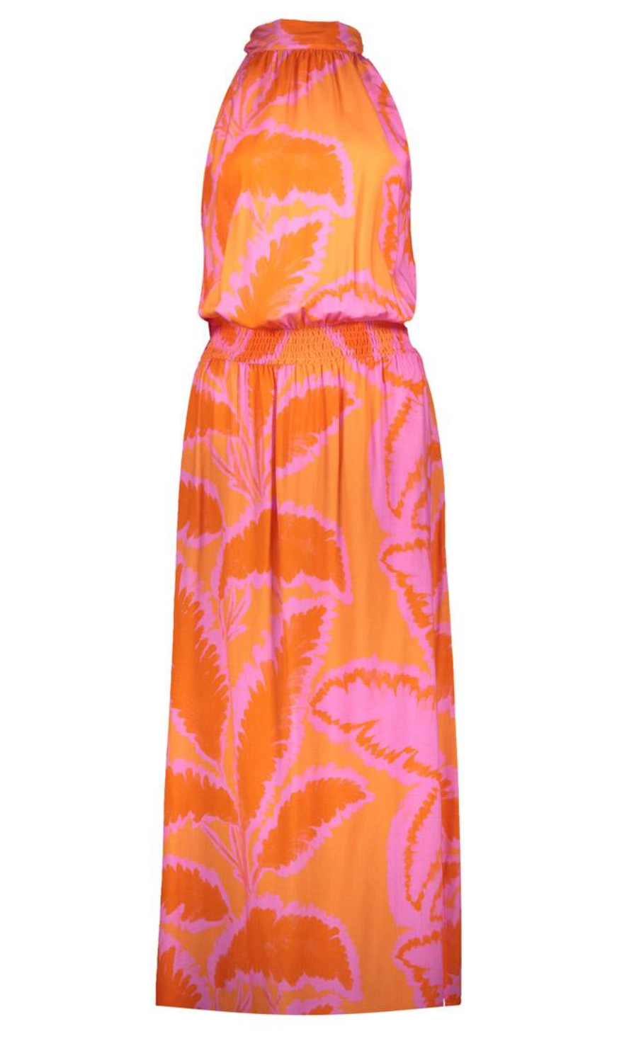Halter dress - fuschia/oranje