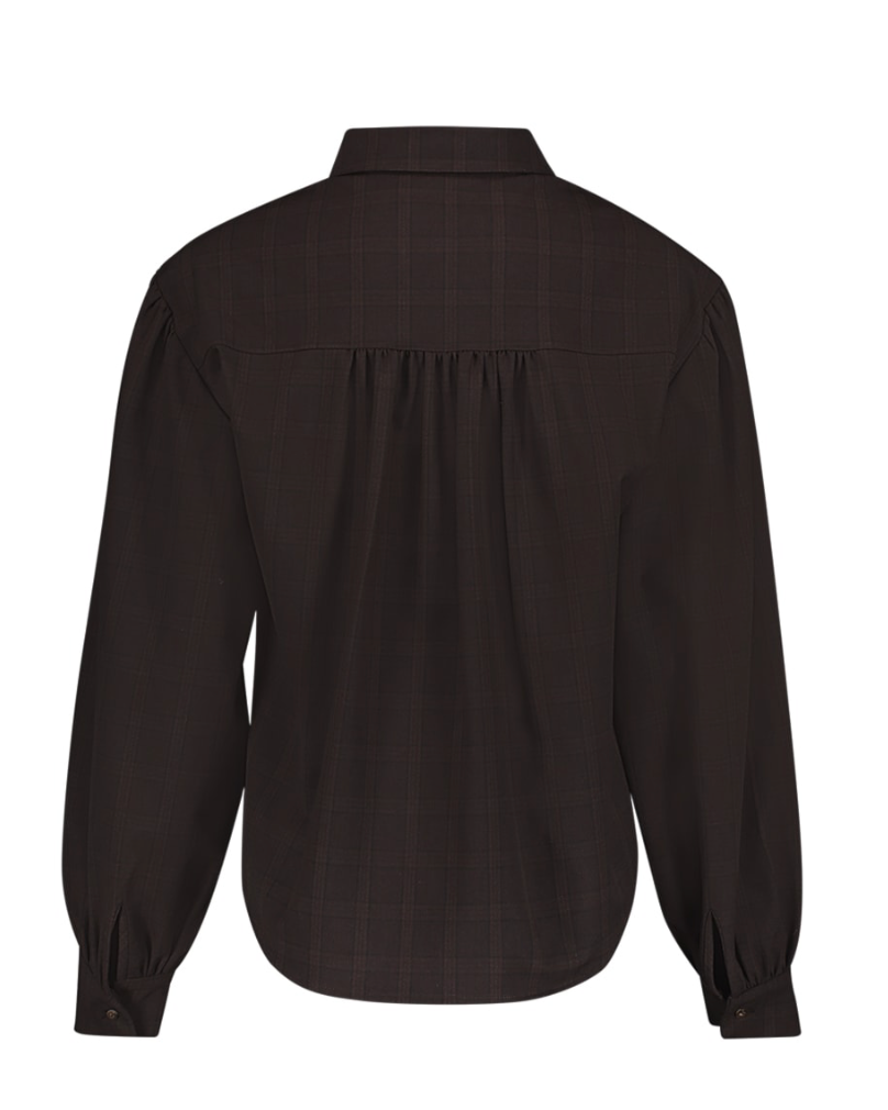 Blouse fijne ruit - bruin