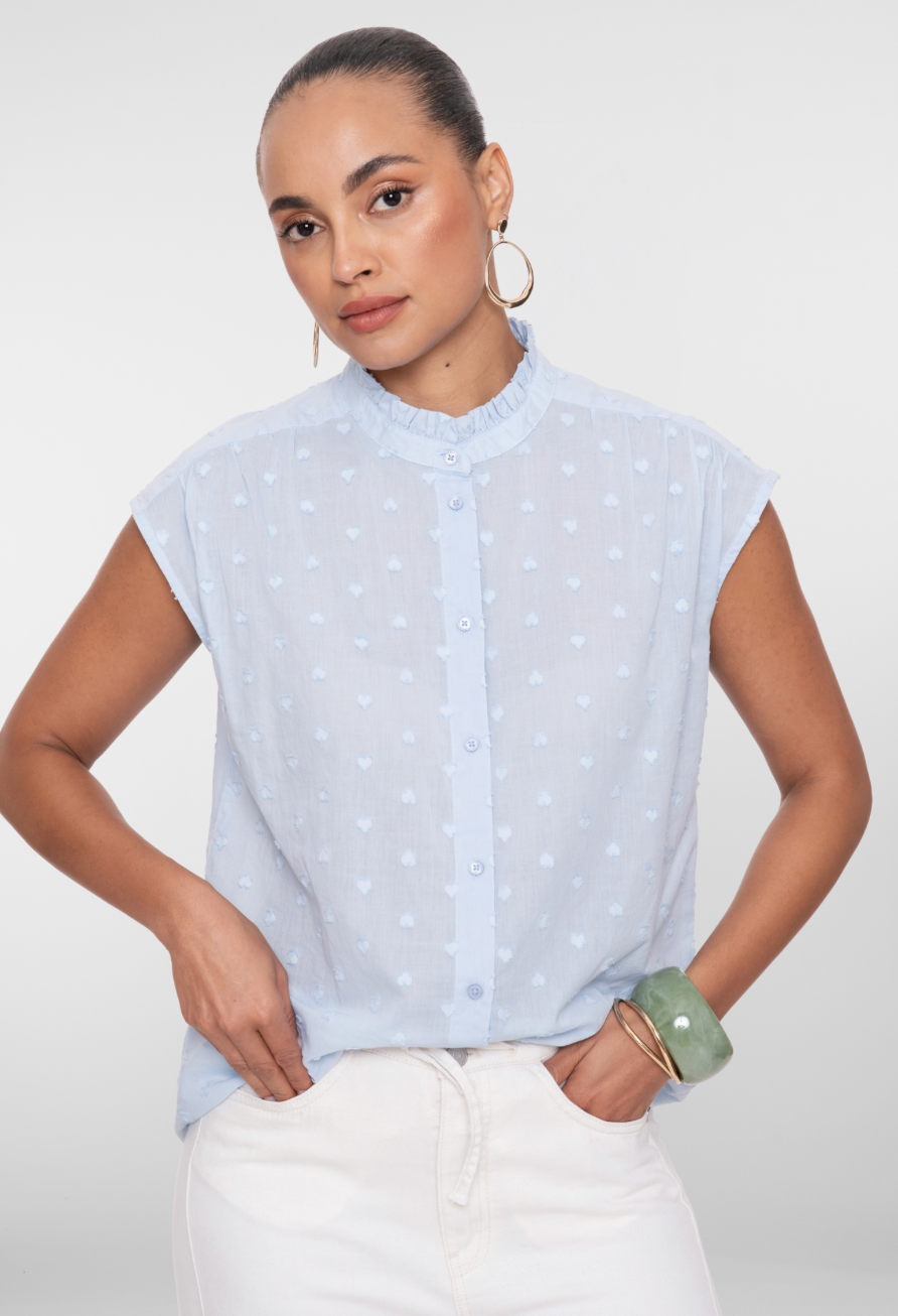 Blouse hartjes - lichtblauw