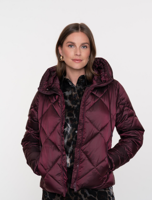 Short jacket with hood - Aubergine
