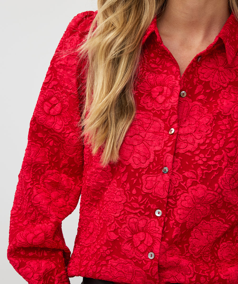 Blouse reliëf - red