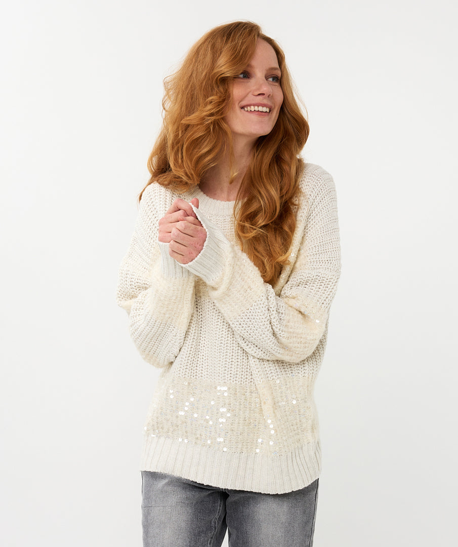 02718 Sweater oversized stripes - off white