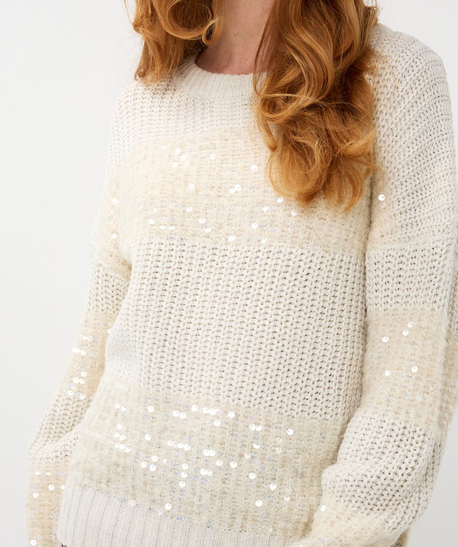 02718 Sweater oversized stripes - off white