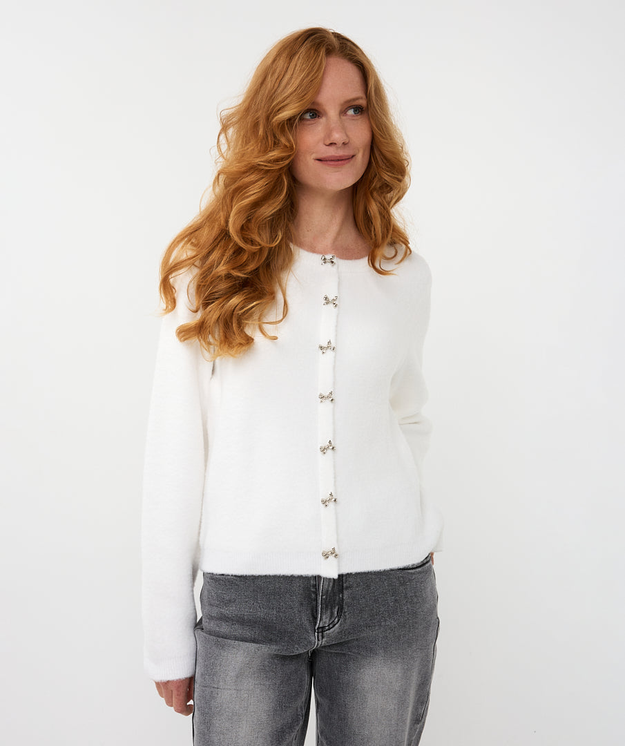 07719 sweater bow button - off white