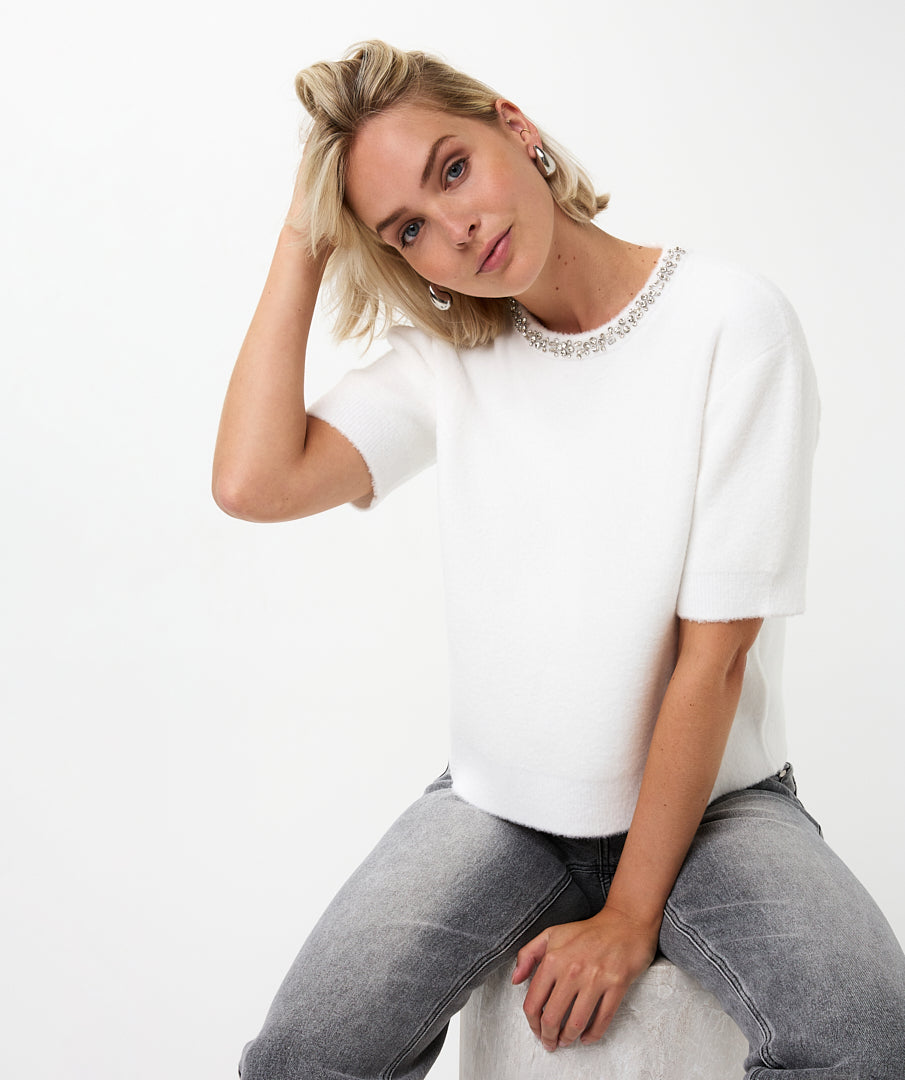 07720 sweater fancy neck - off white