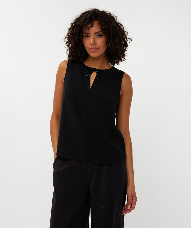 10728 blouse bow brooch - black