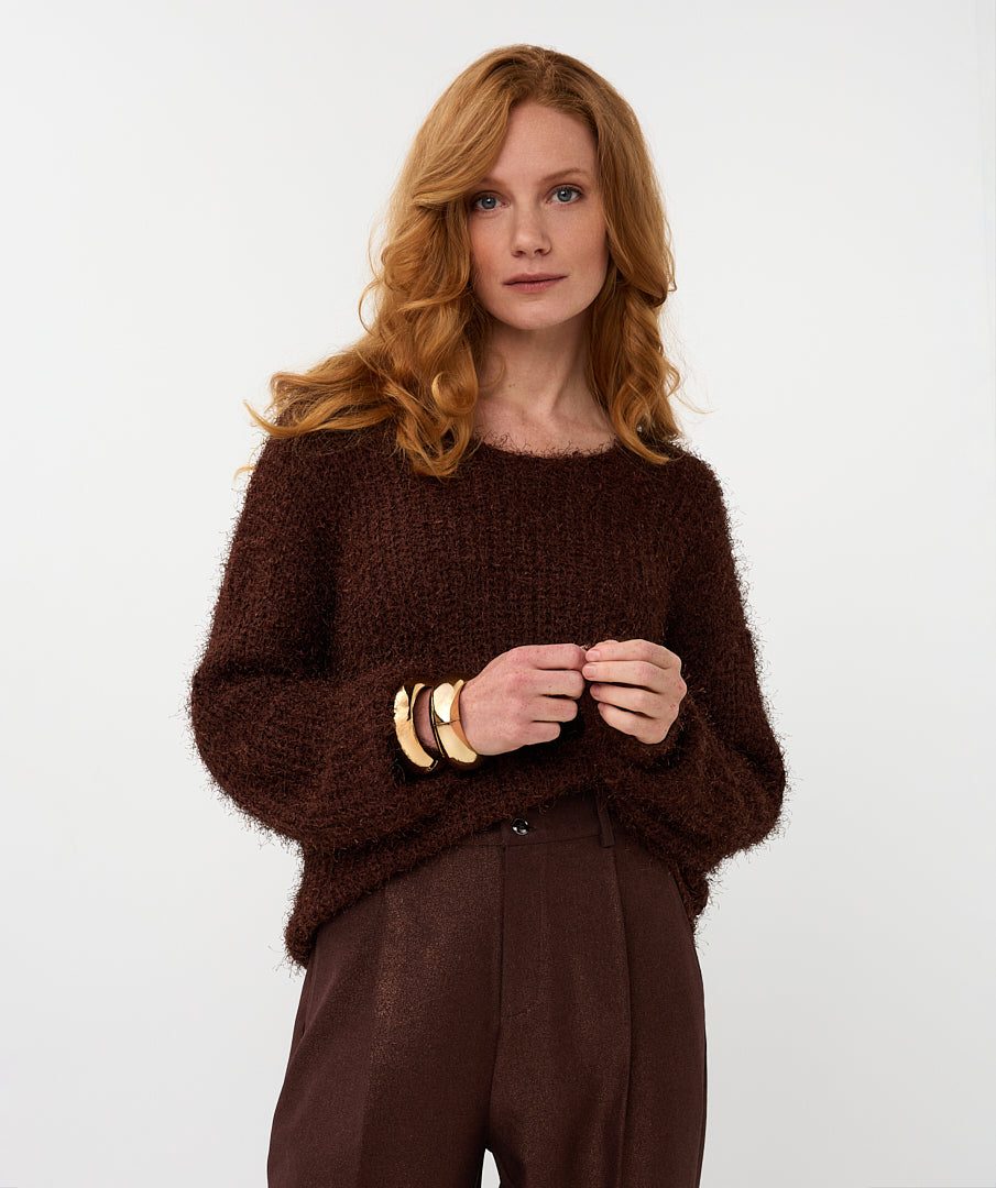 18708 sweater hairy - chocolate
