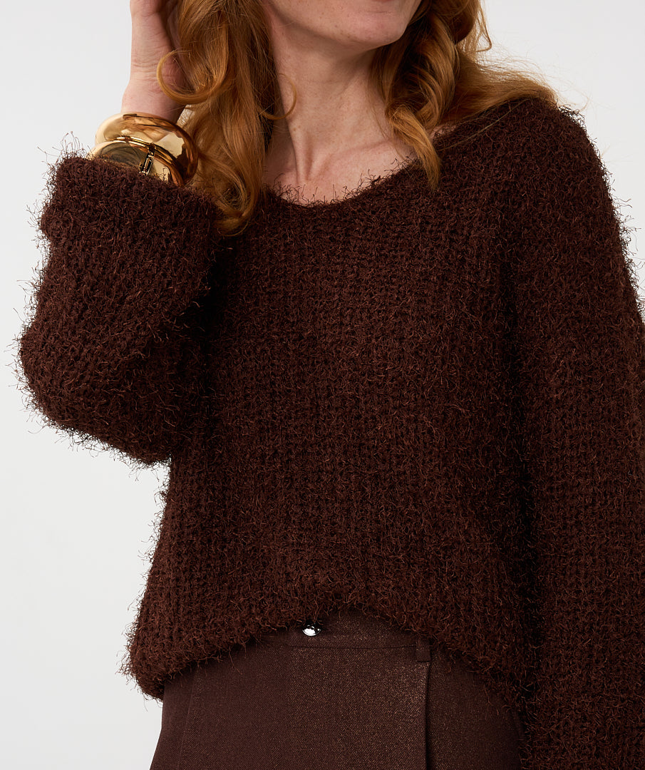 18708 sweater hairy - chocolate