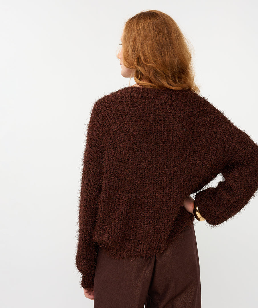 18708 sweater hairy - chocolate