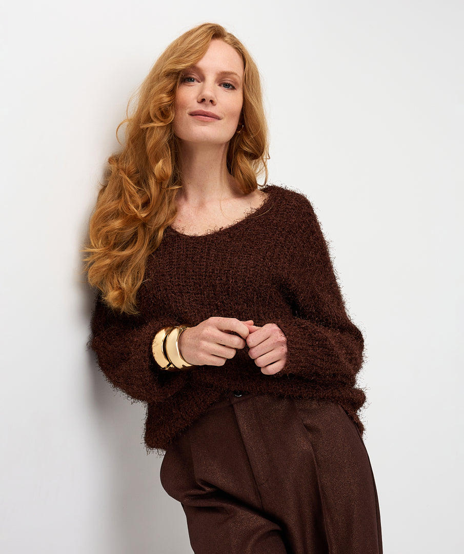 18708 sweater hairy - chocolate