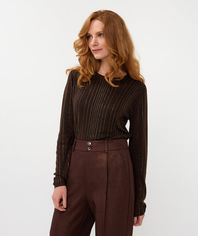 27704 sweater turtleneck sequins - chocolate