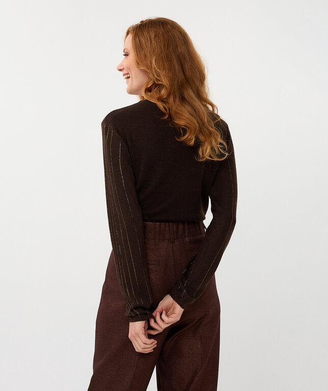 27704 sweater turtleneck sequins - chocolate