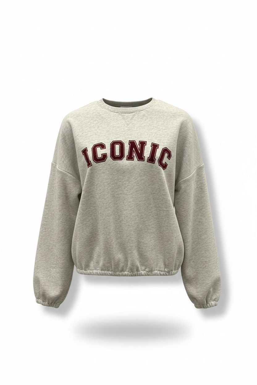 iconic sweater - grijs/bordeaux