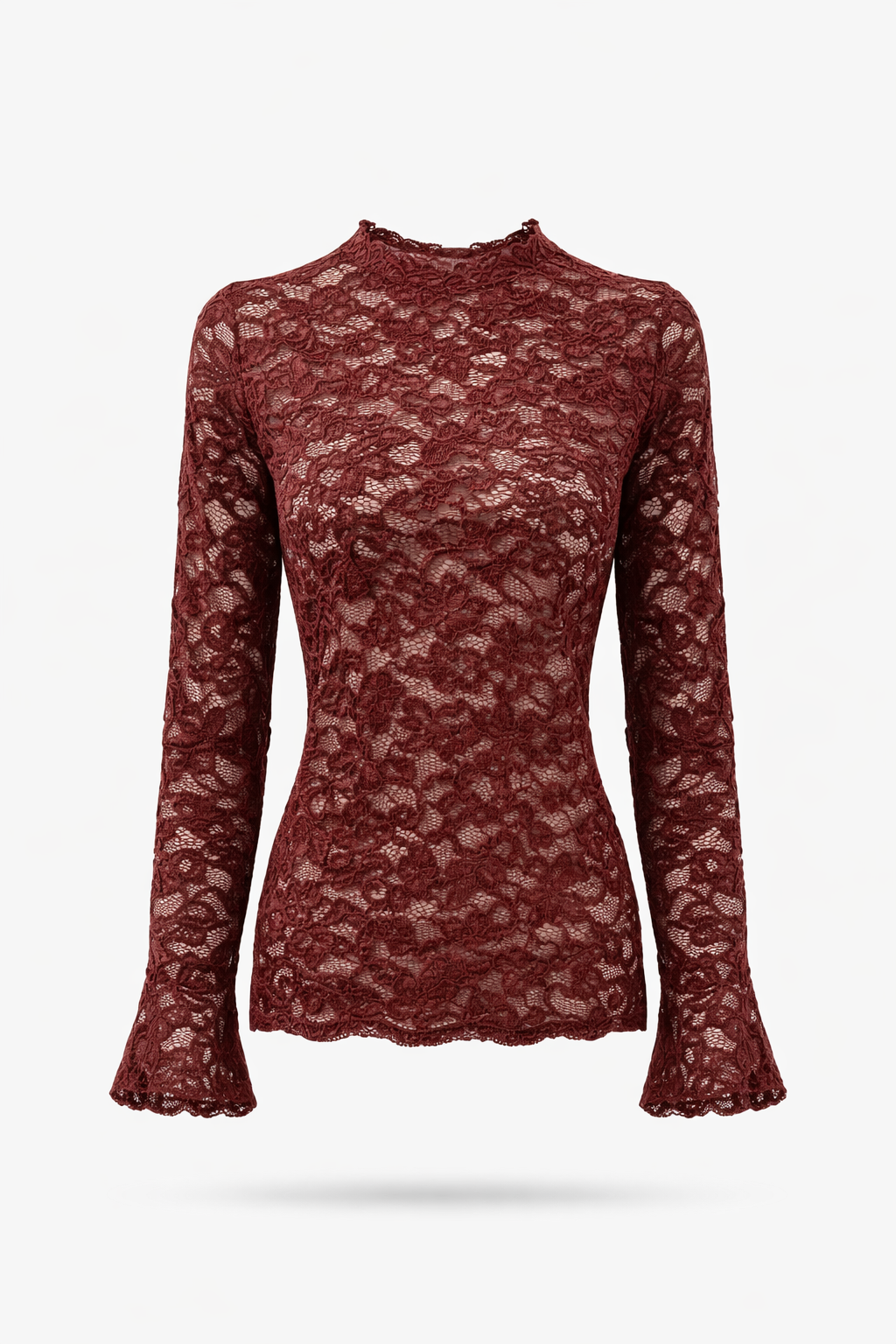 Velvet lace top - bordeaux