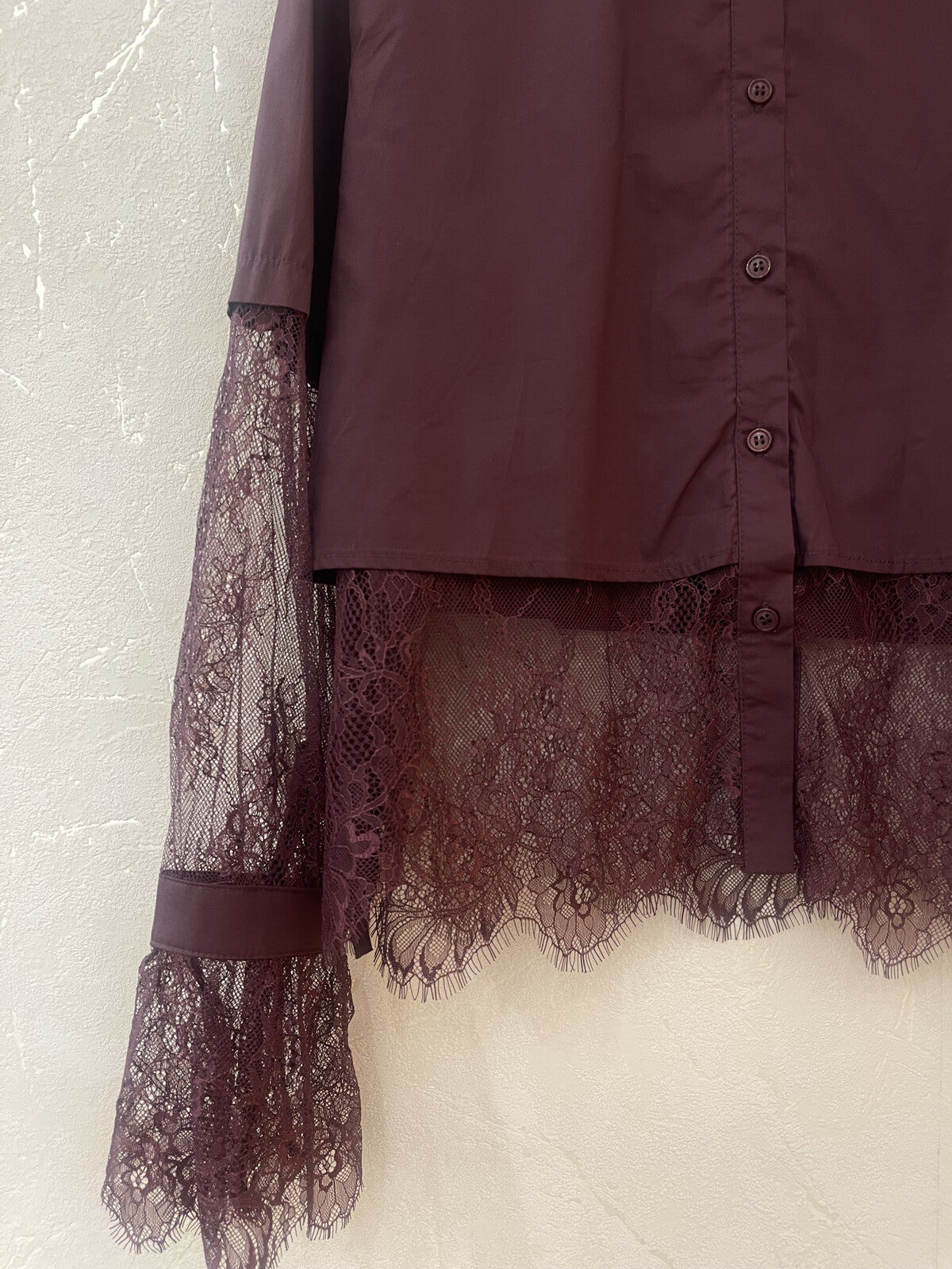 Bloes met kant - burgundy