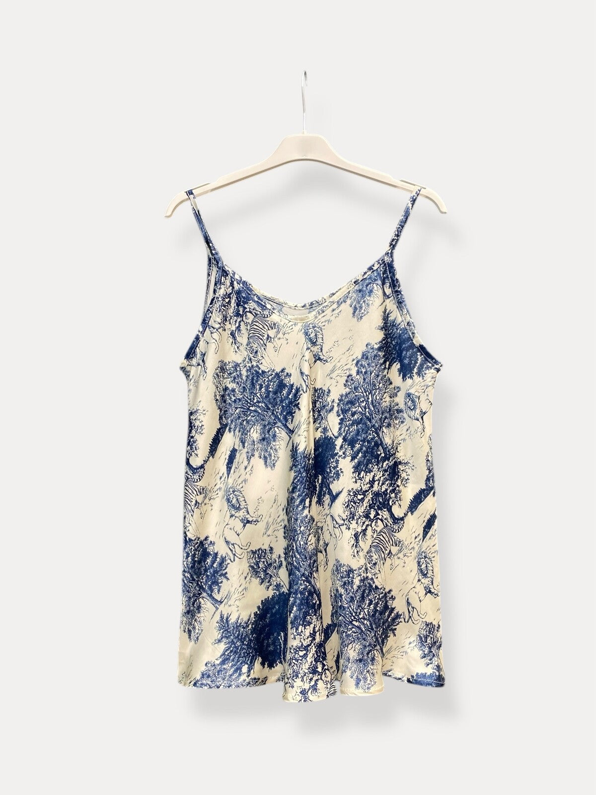 Top fijne bretel dior print - donkerblauw