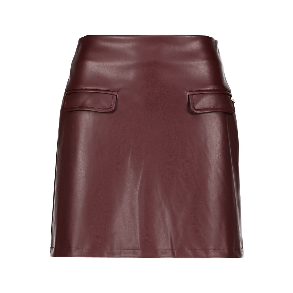 Mons leatherlook rokje - bordeaux