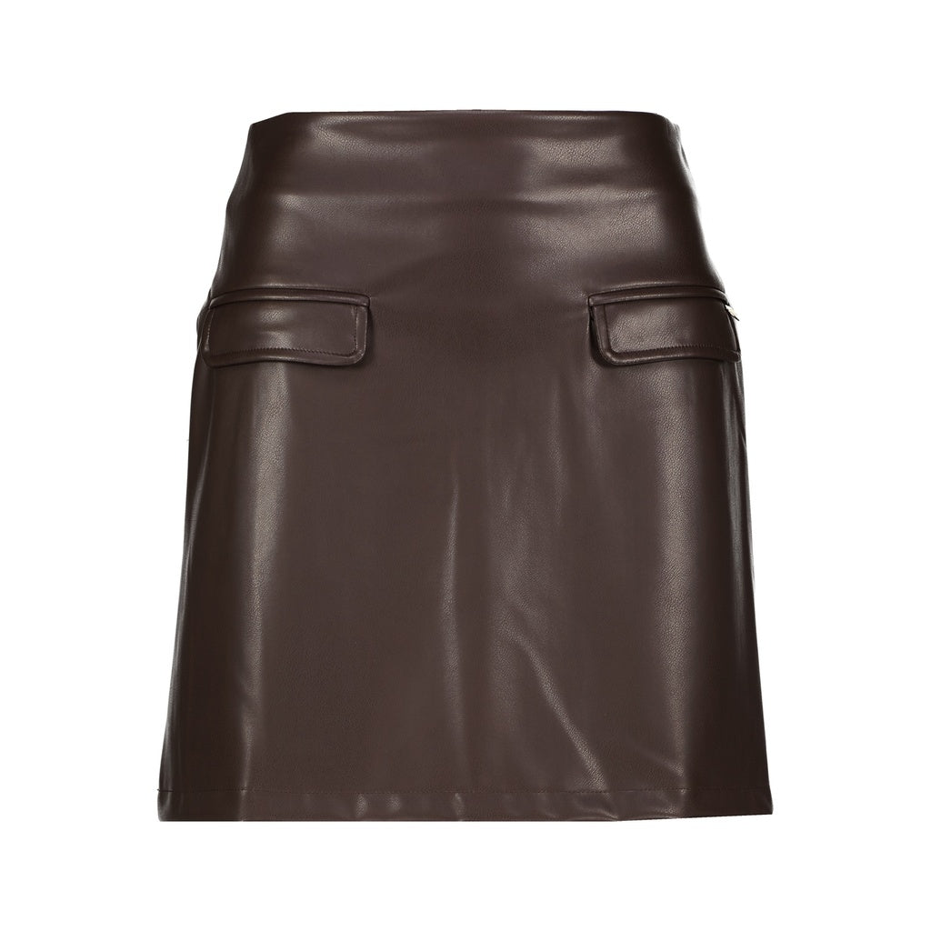 Mons leatherlook rokje - bruin