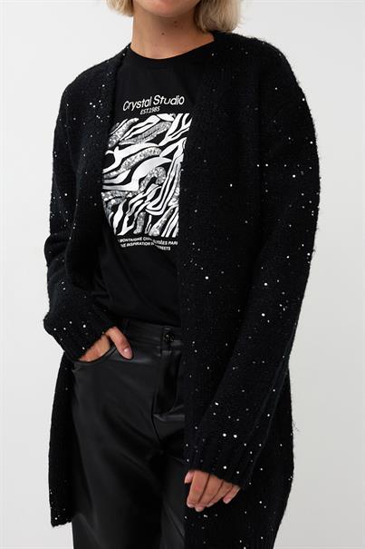 02708 Cardigan sequins - black