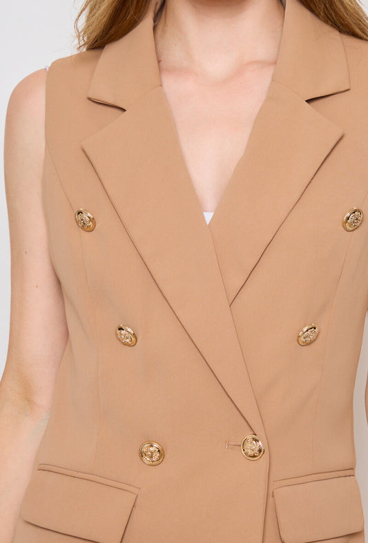 Blazer sslv gold button - camel