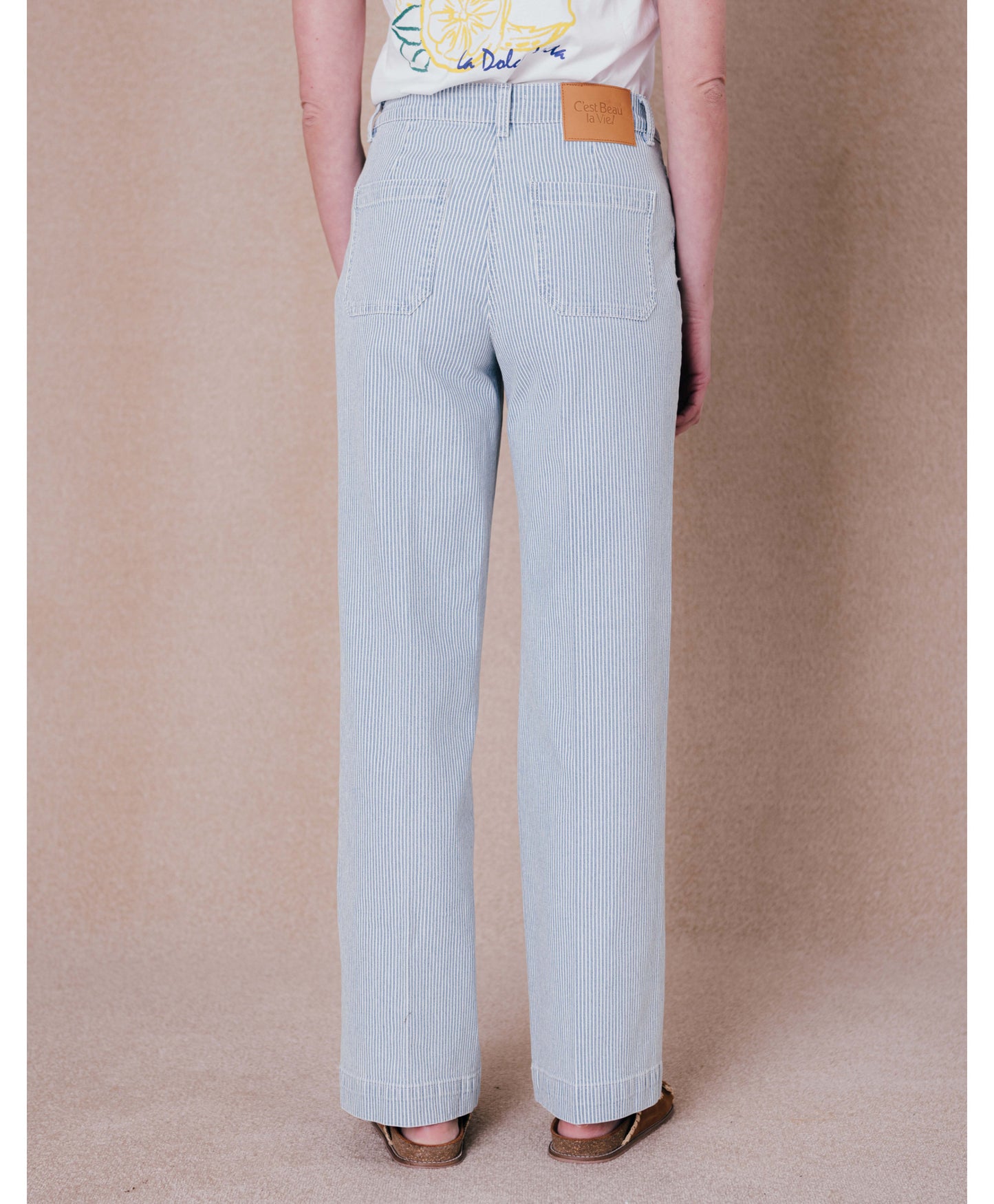 Jeans Berenice streep - blauw/wit
