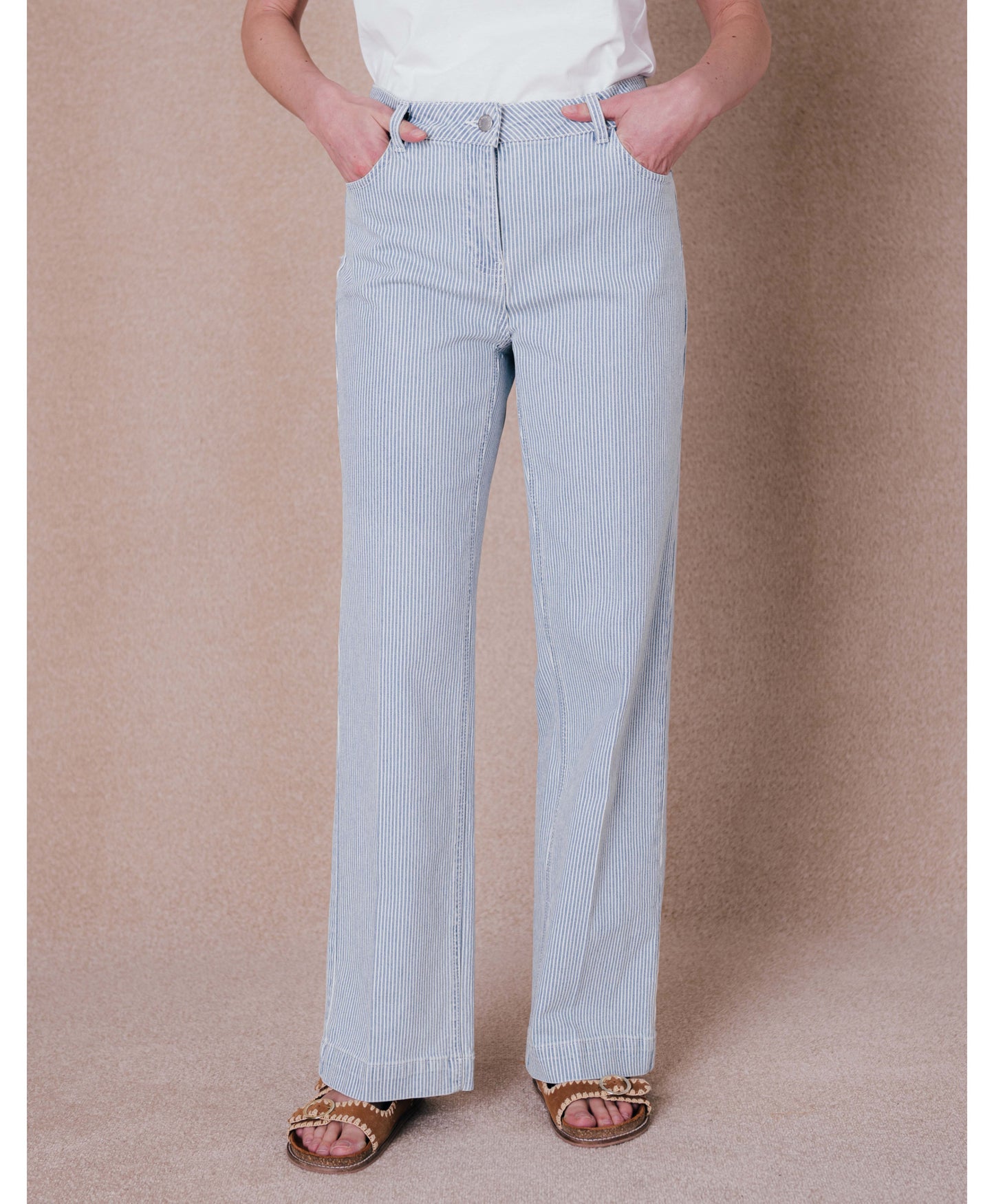 Jeans Berenice streep - blauw/wit