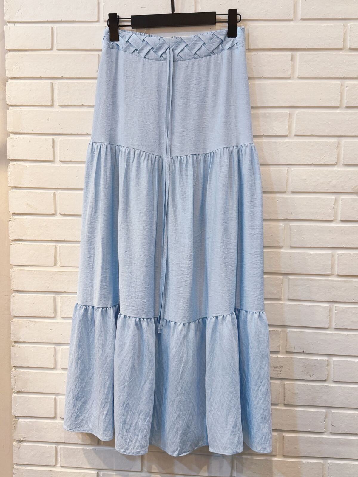 Solenne Maxi Rok - lichtblauw