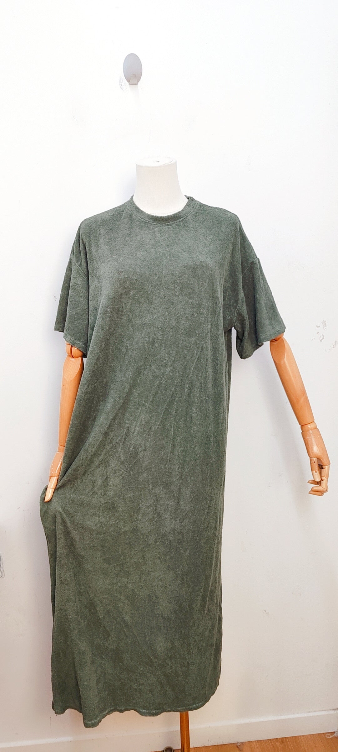 Sponge dress short sleeve - khaki