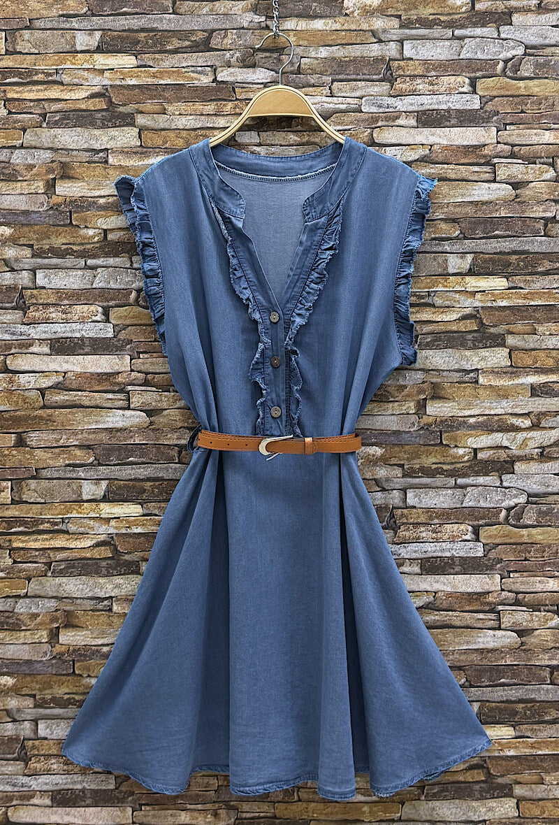 Kleedje met franjes - blauw