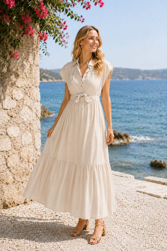 Solène Maxi Jurk - lichtbeige