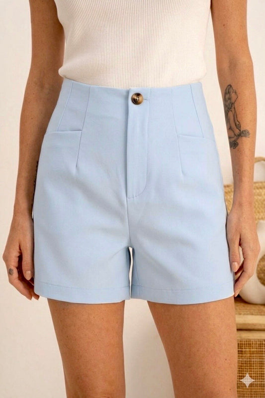 Gekleed shortje - lichtblauw