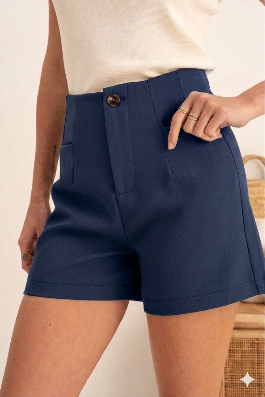 Gekleed shortje - donkerblauw