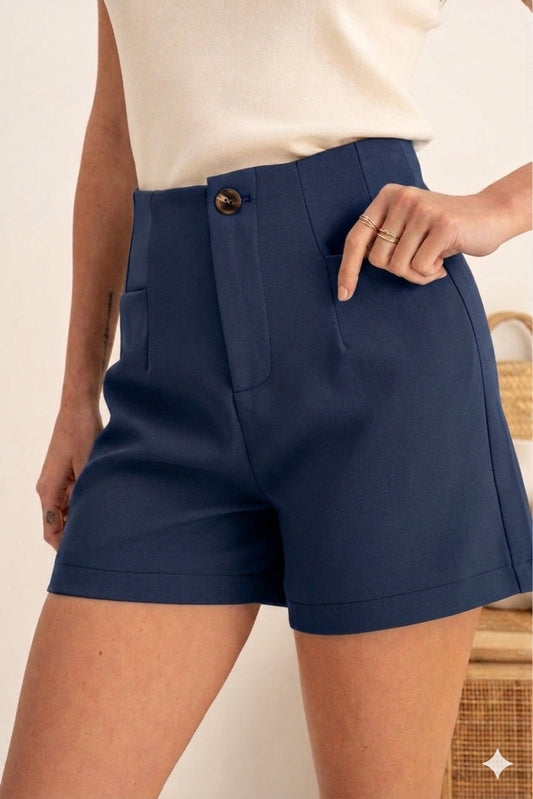 Gekleed shortje - donkerblauw