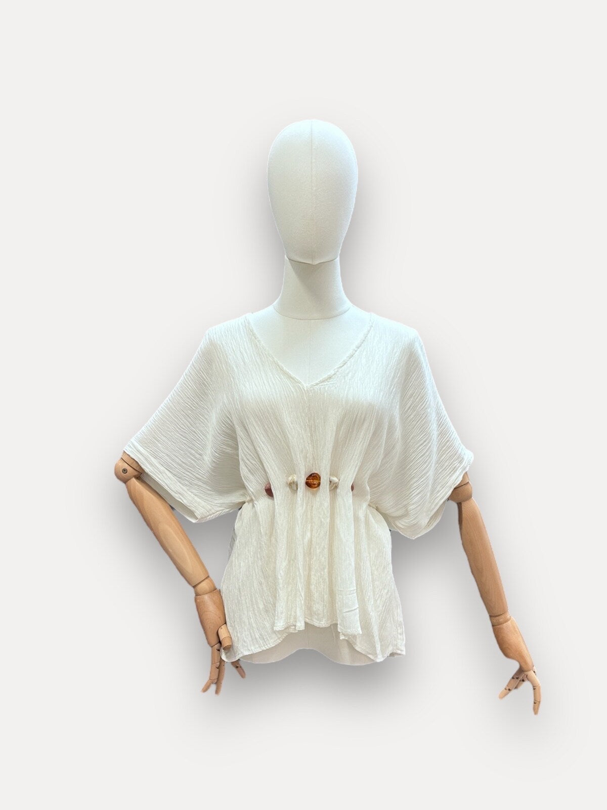 Fluide top kralen - lichtbeige