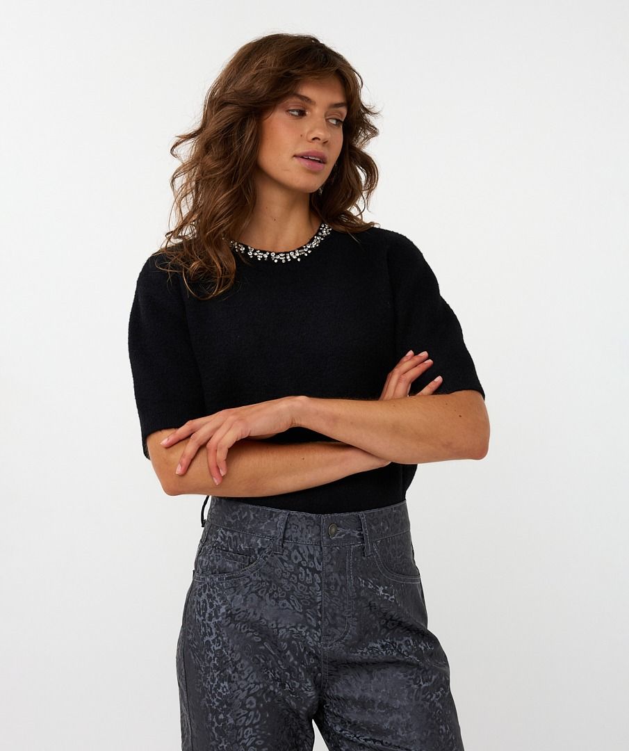 07720 Sweater Fancy Neck - black